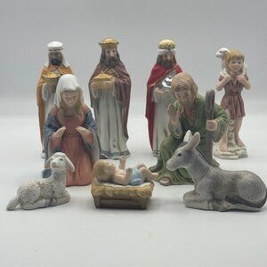 Vintage 1980's Lefton Christopher Collection Bethlehem Nativity Set - Mint